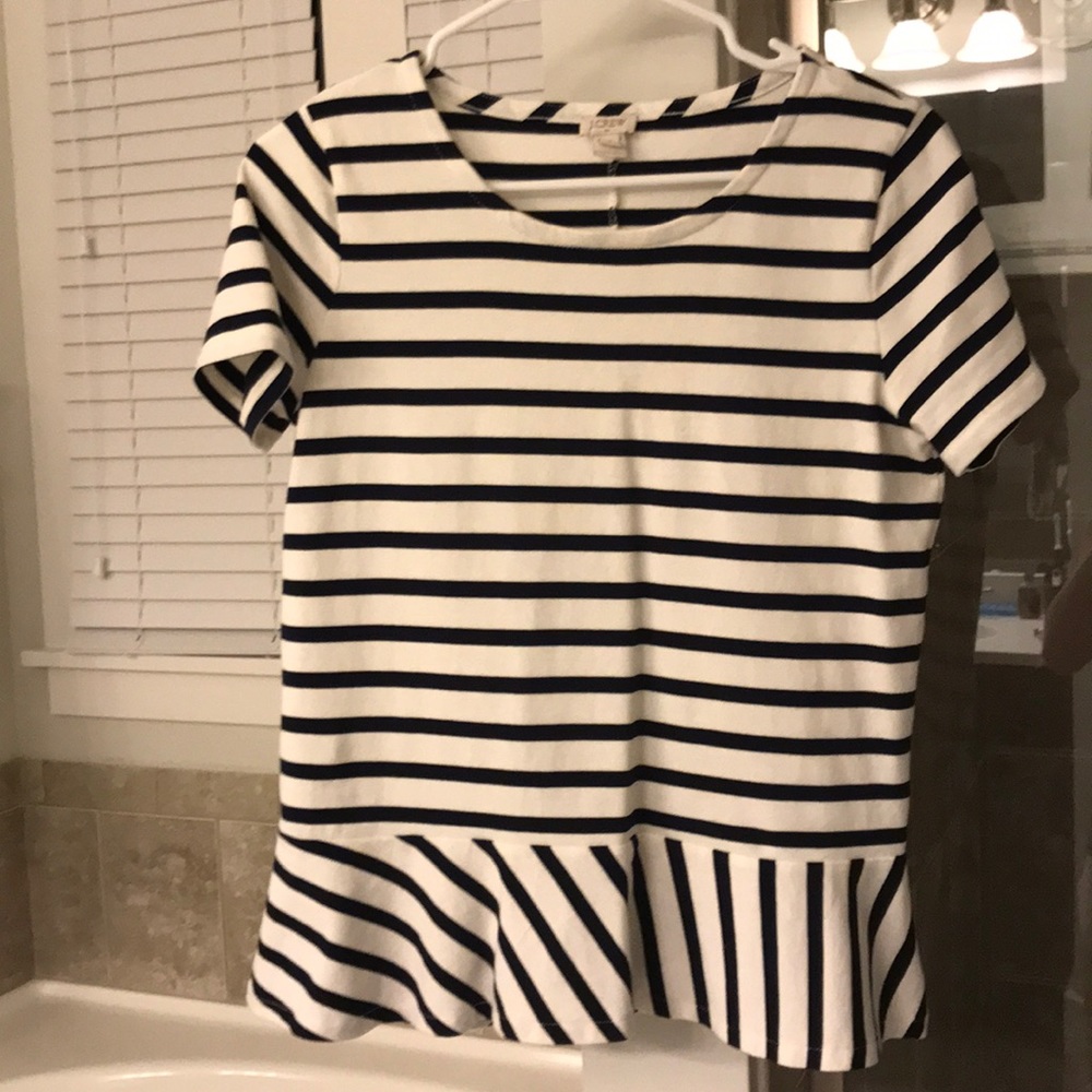 Navy striped peplum top